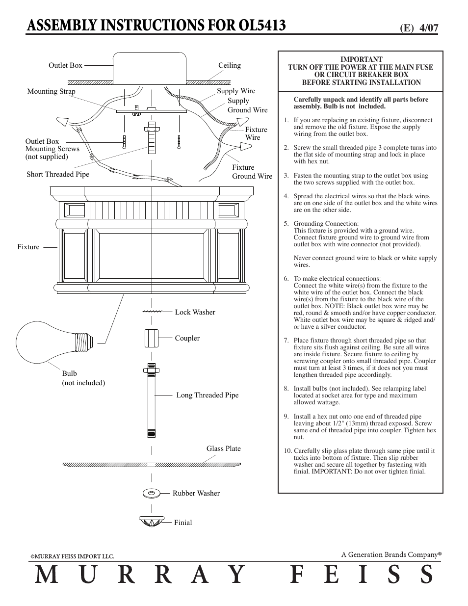 Feiss OL5413 User Manual | 1 page