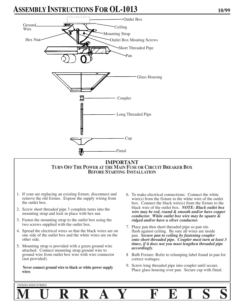 Feiss OL1013 User Manual | 1 page