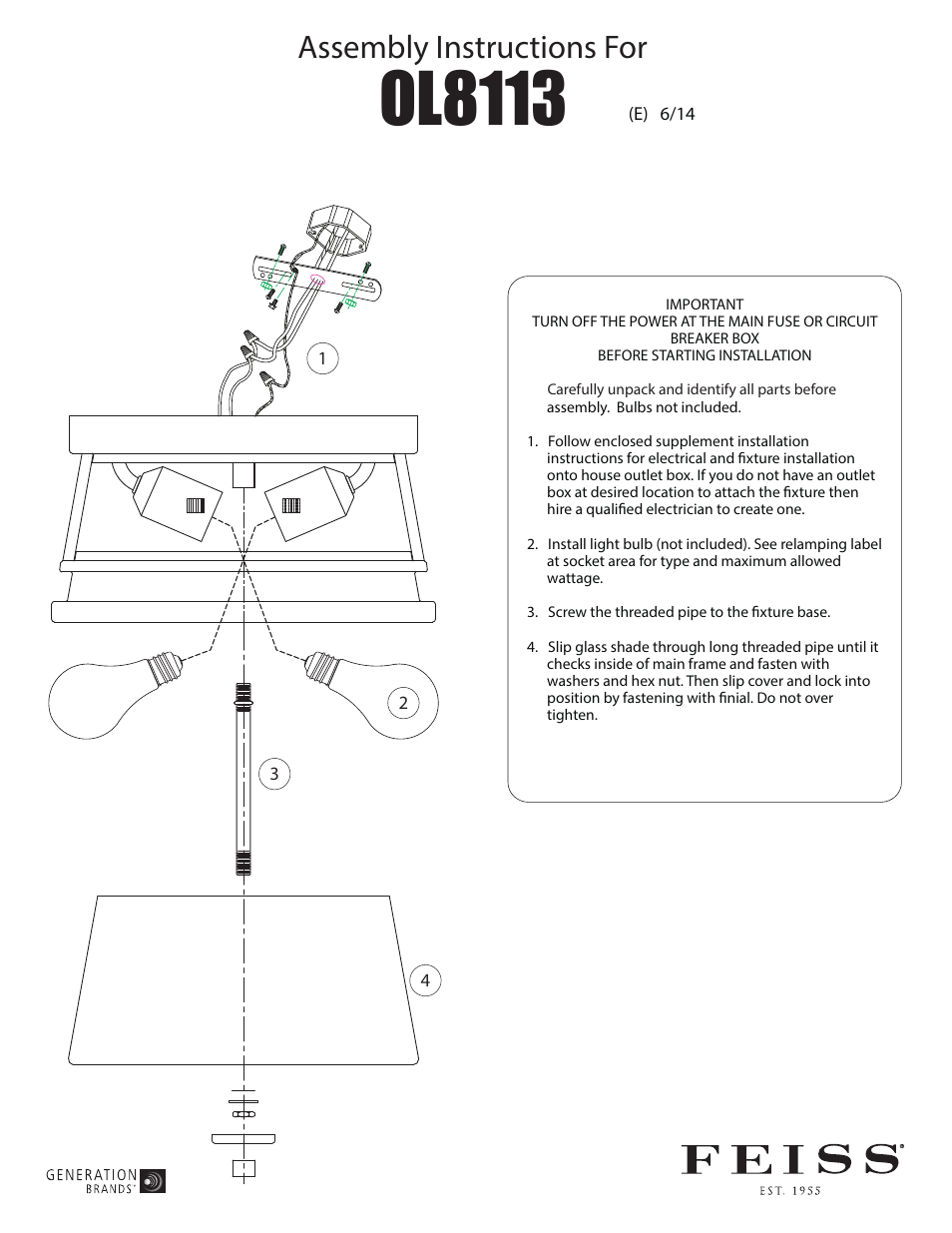 Feiss OL8113 User Manual | 3 pages