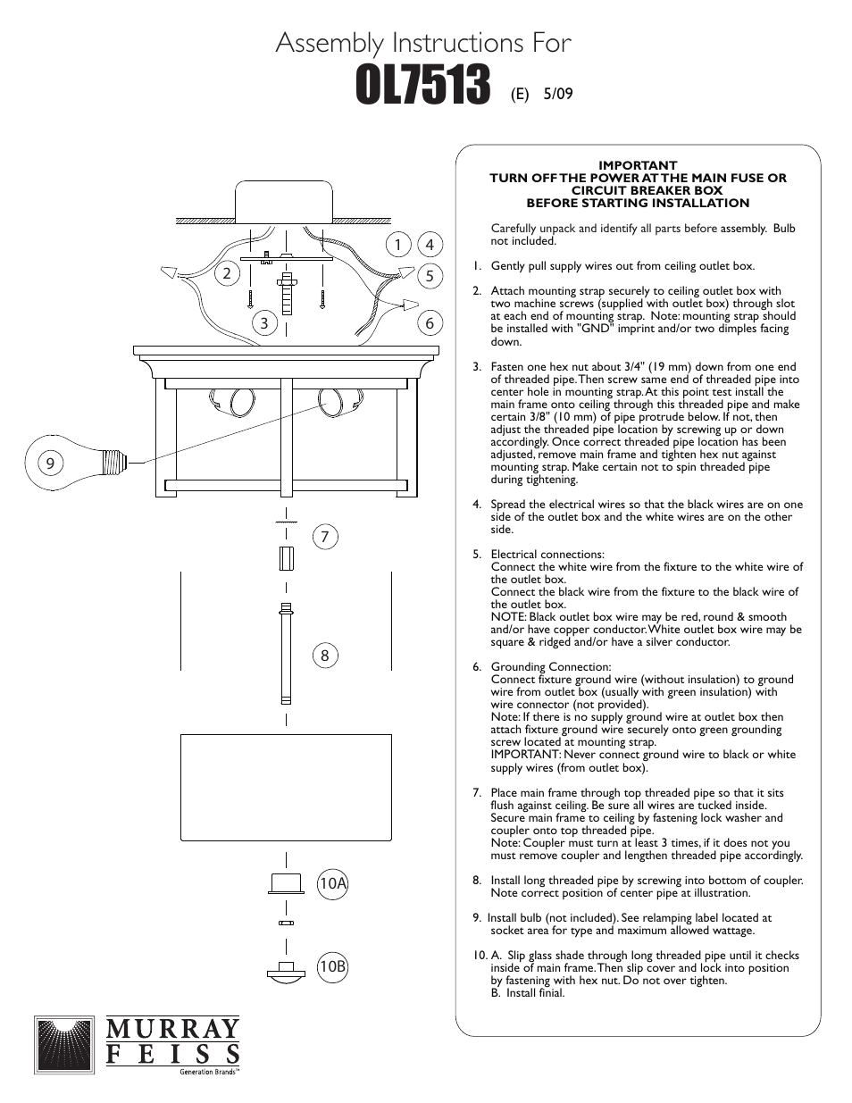 Feiss OL7513 User Manual | 1 page
