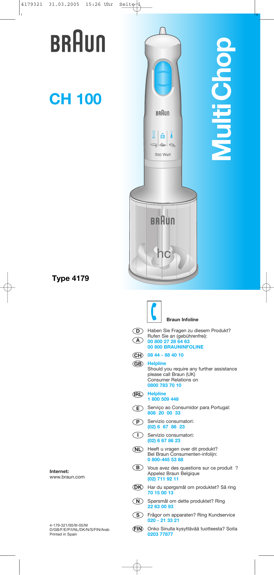 Braun CH 100 User Manual | 17 pages