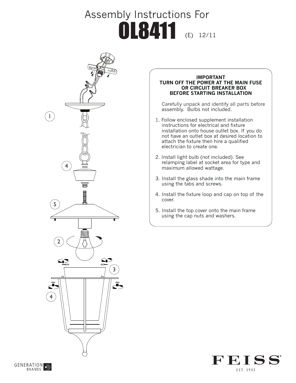 Feiss OL8411 User Manual | 1 page