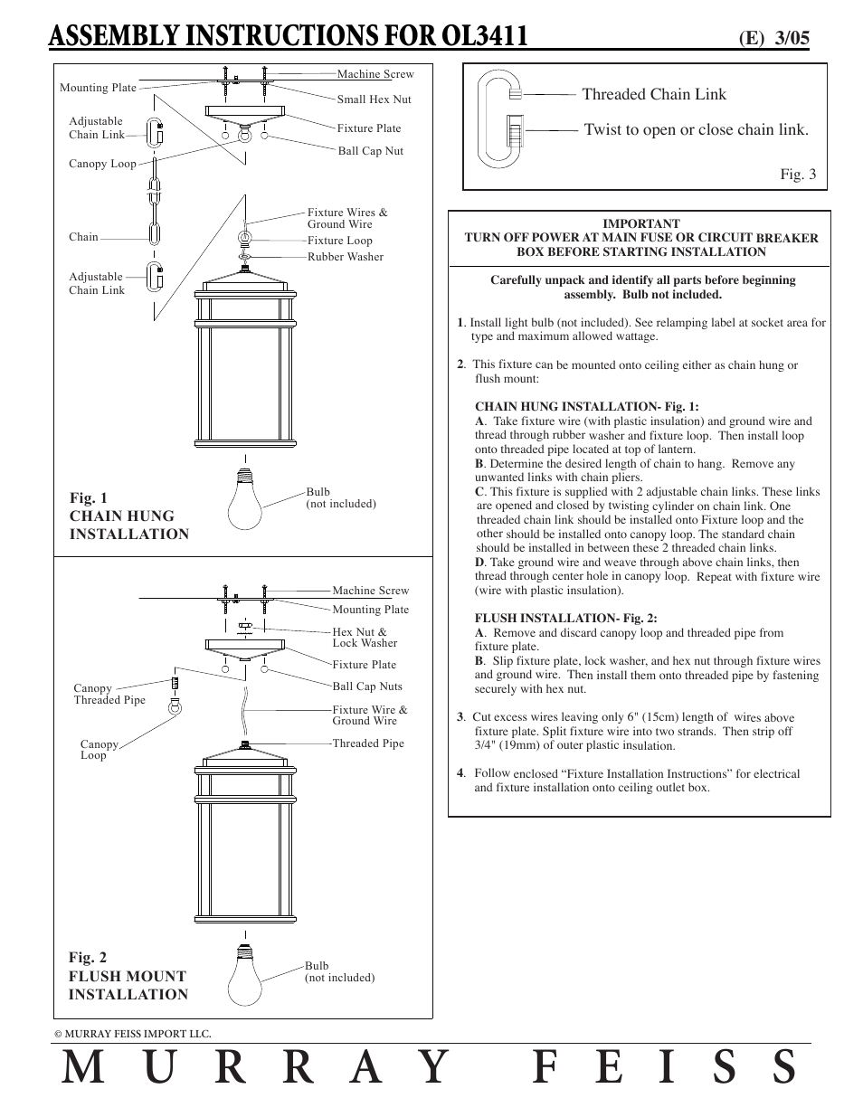 Feiss OL3411 User Manual | 1 page