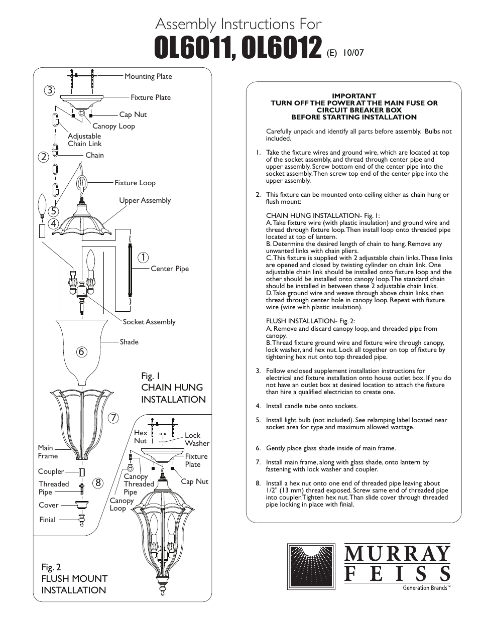 Feiss OL6011 User Manual | 1 page