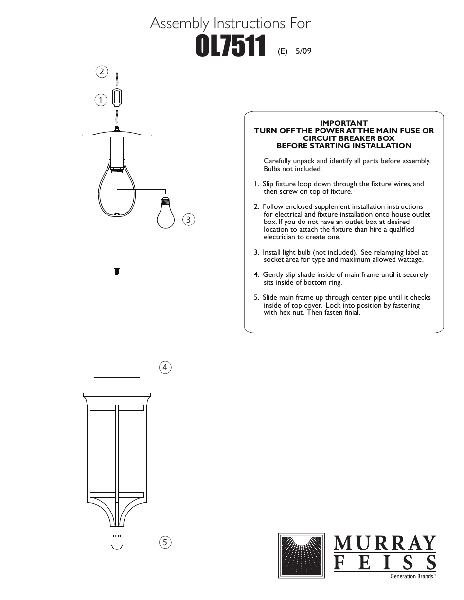 Feiss OL7511 User Manual | 1 page