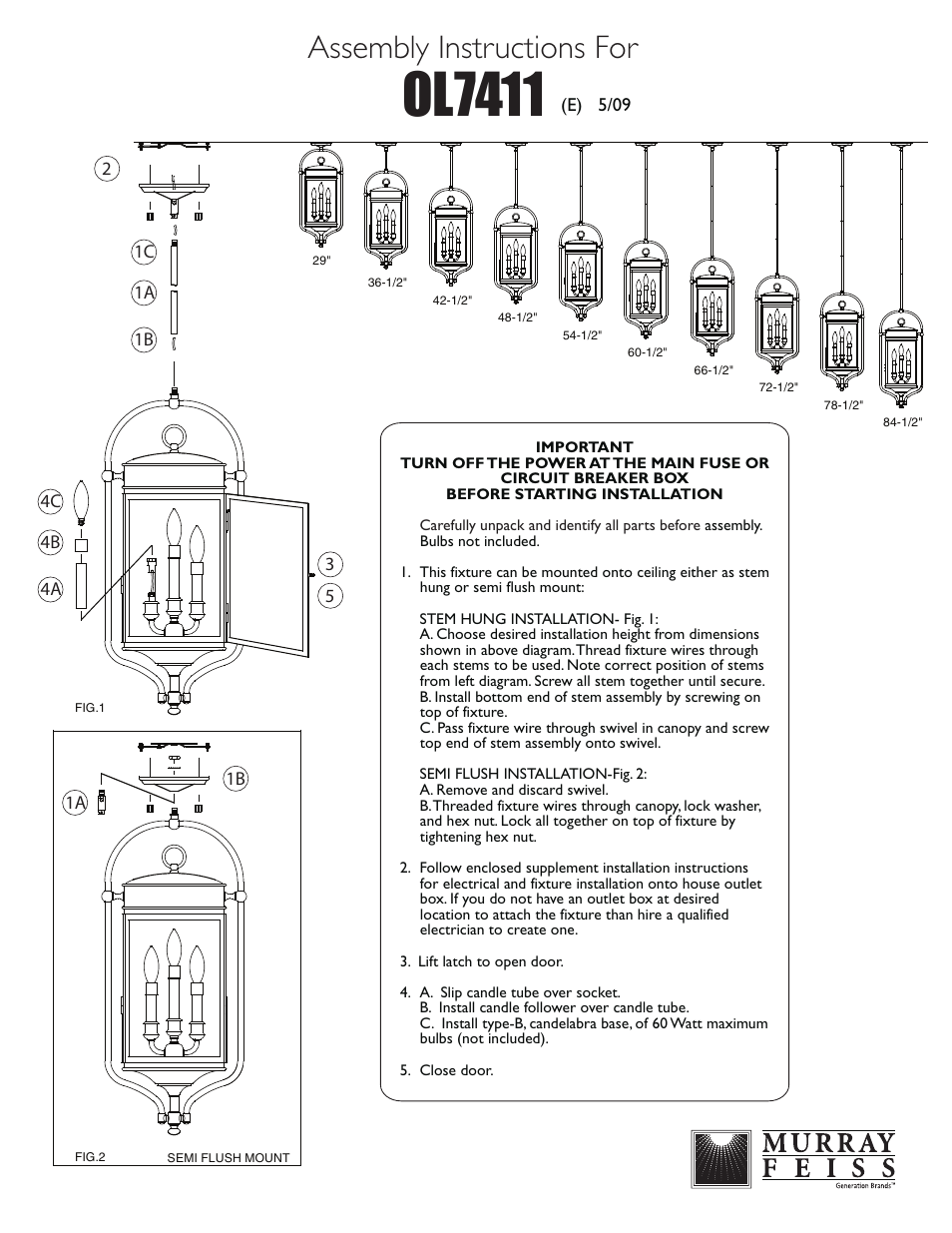 Feiss OL7411 User Manual | 1 page