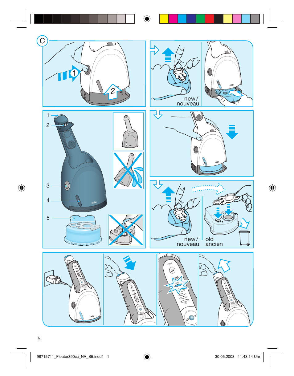 Ab c, New / nouveau new / nouveau old ancien | Braun 370cc User Manual | Page 5 / 26