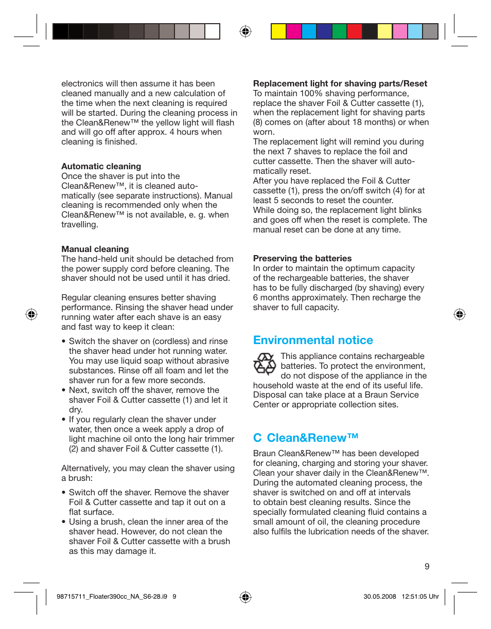 Environmental notice, C clean&renew | Braun 370cc User Manual | Page 9 / 26