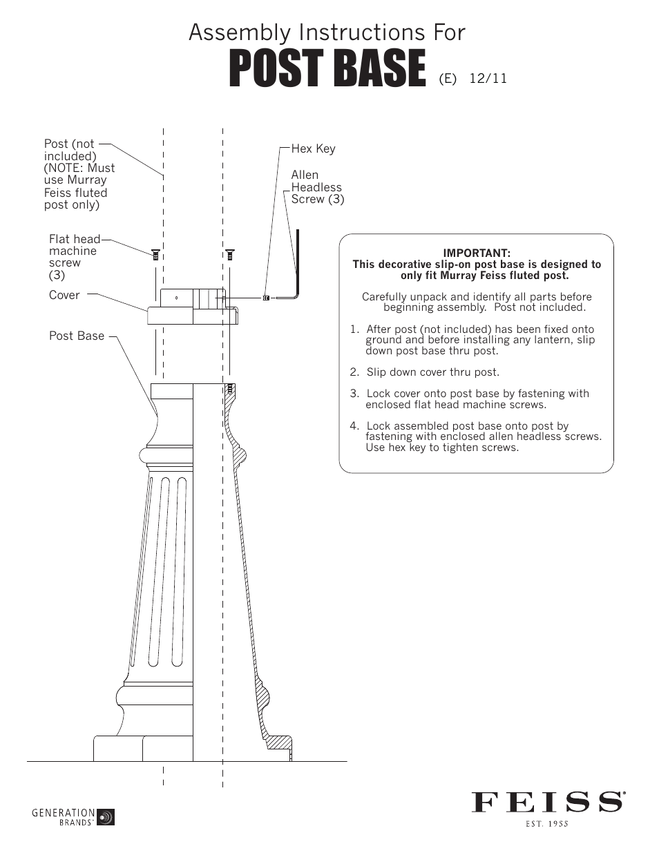 Feiss POST BASE User Manual | 1 page