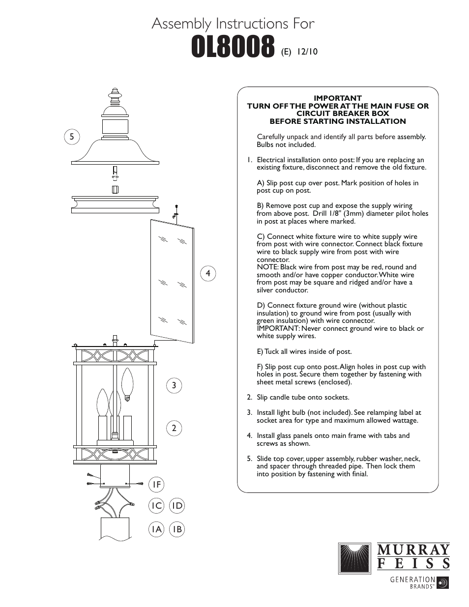 Feiss OL8008 User Manual | 1 page