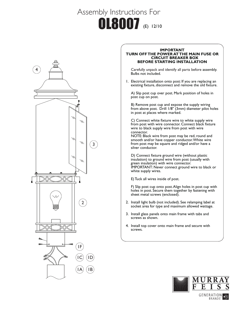 Feiss OL8007 User Manual | 1 page