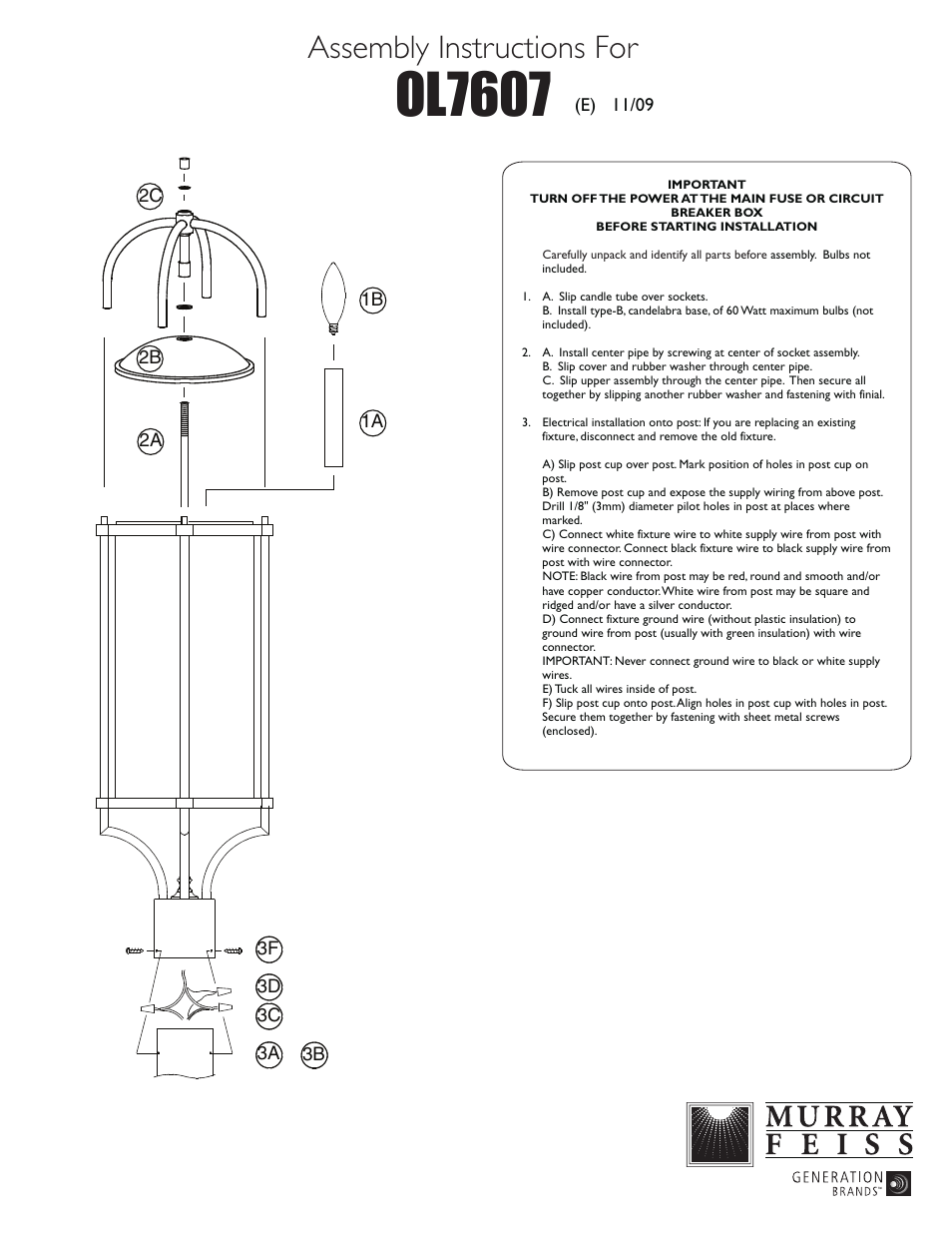 Feiss OL7607 User Manual | 1 page