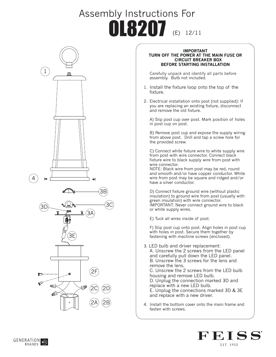 Feiss OL8207 User Manual | 1 page