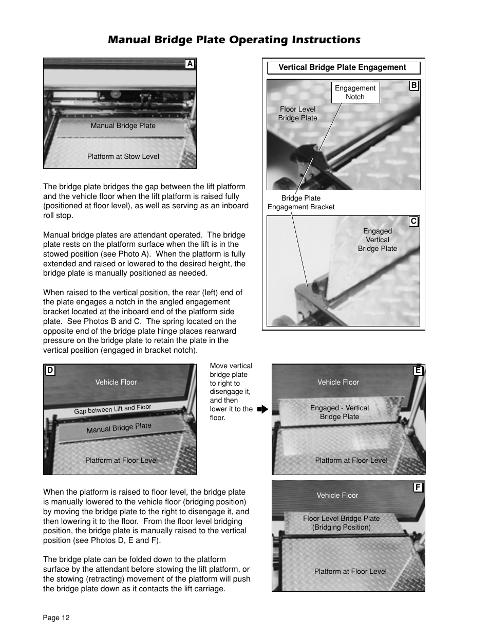 Manual bridge plate operating instructions | Braun UVL 604XB User Manual | Page 14 / 27