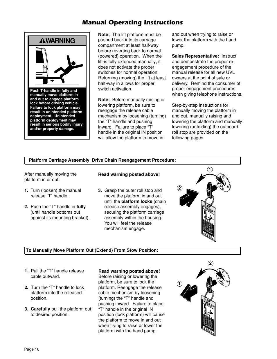 Warning, Manual operating instructions | Braun UVL 604XB User Manual | Page 18 / 27