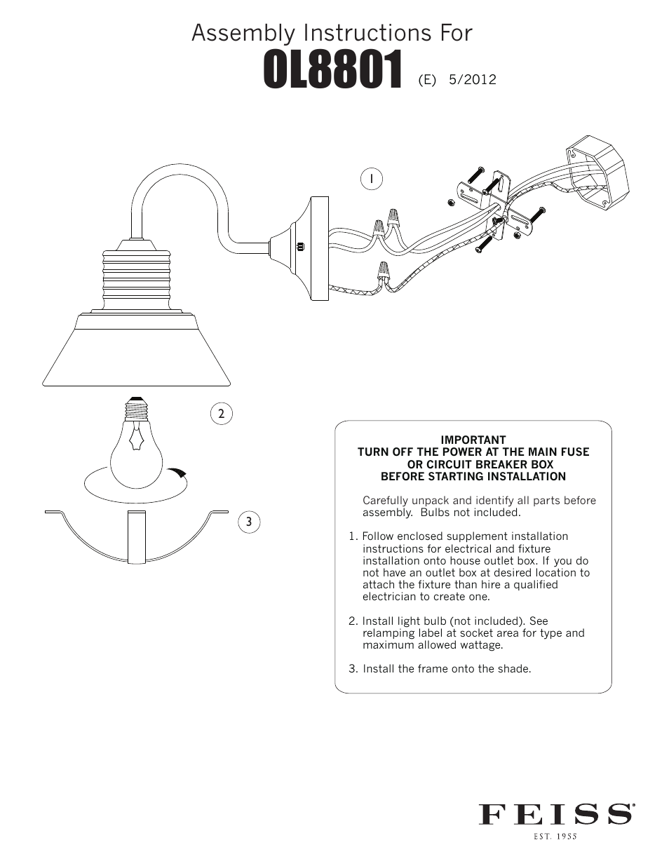 Feiss OL8801 User Manual | 1 page