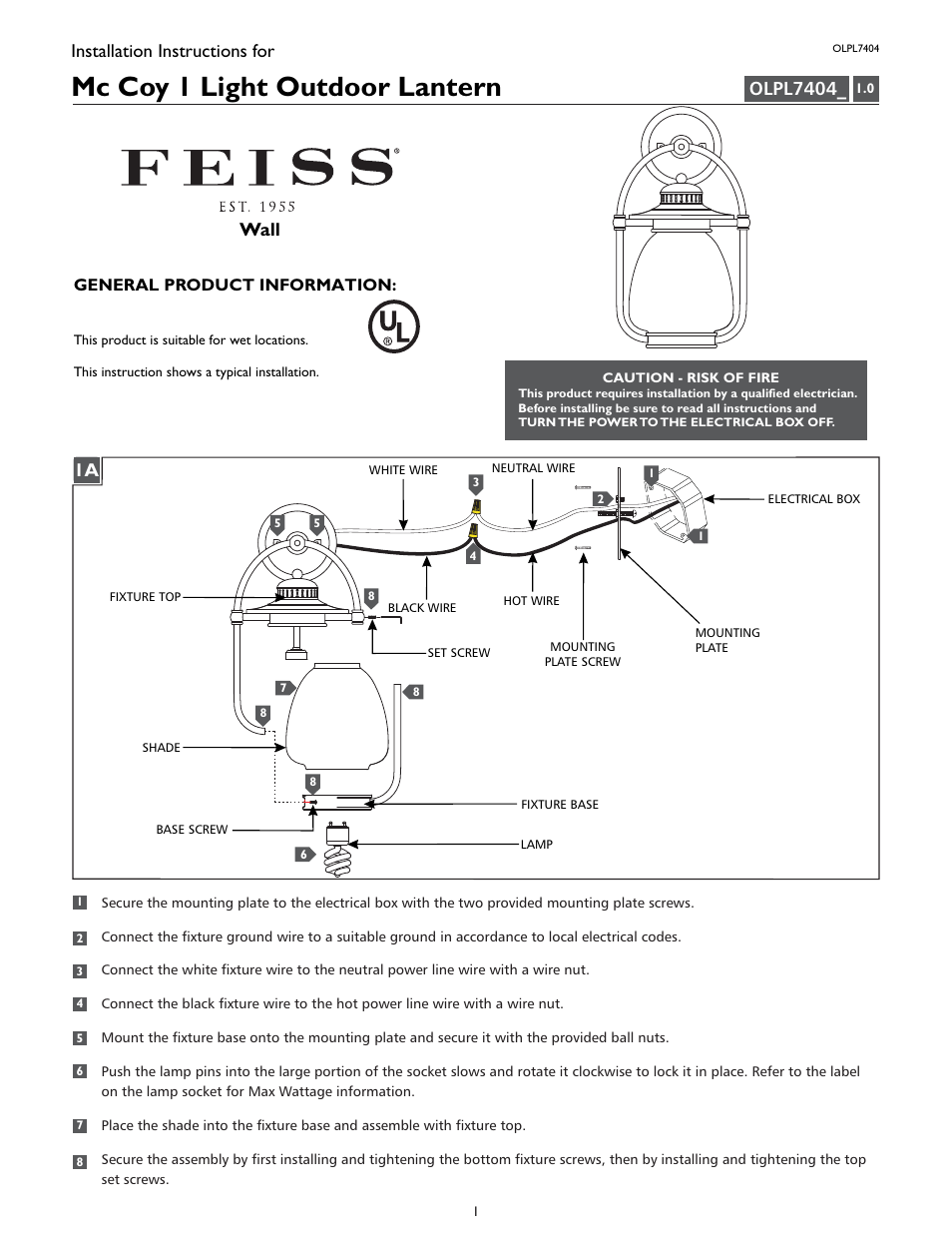 Feiss OLPL7404 User Manual | 4 pages