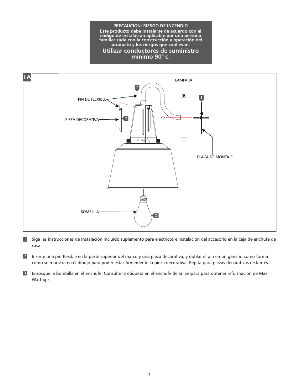Utilizar conductores de suministro mínimo 90° c | Feiss OL15002 User Manual | Page 3 / 4