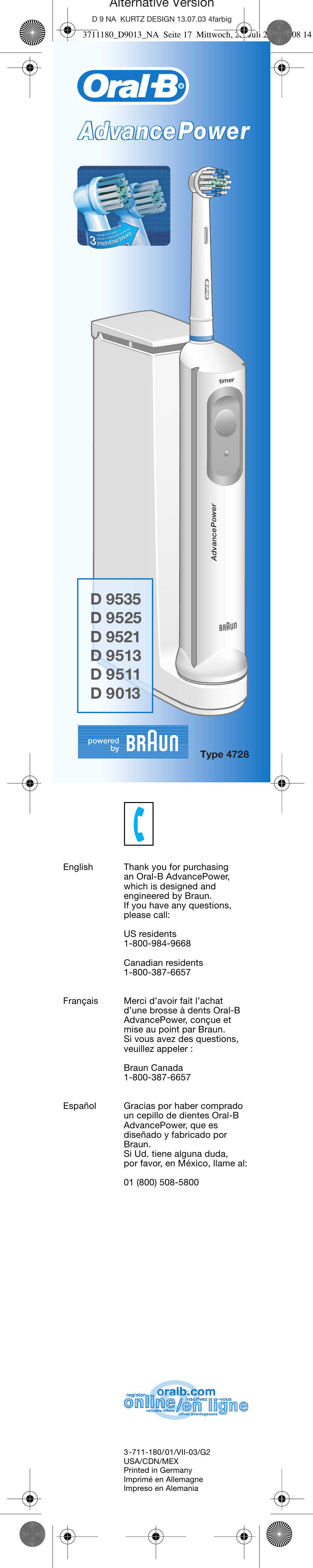 Braun D9521 User Manual | 16 pages