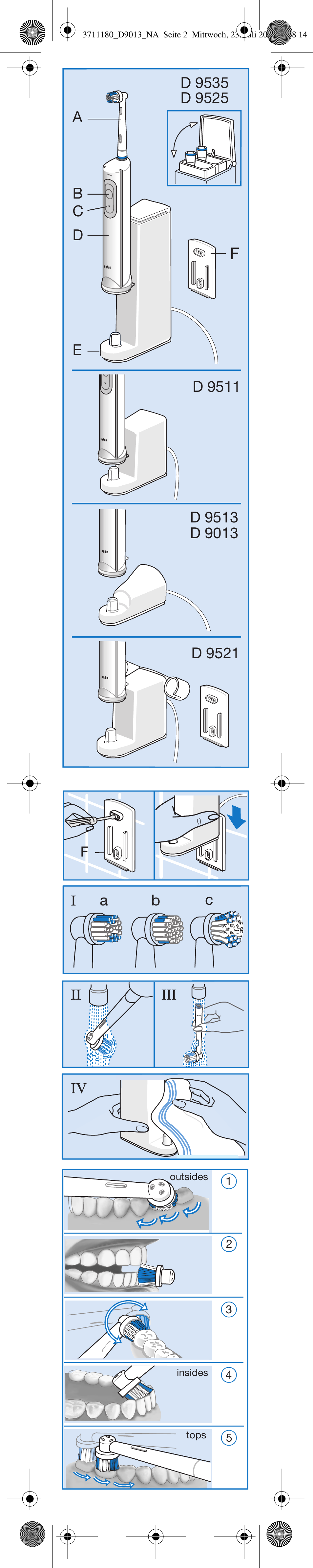 Ab c e d, D 9521, Ba c | Braun D9521 User Manual | Page 2 / 16