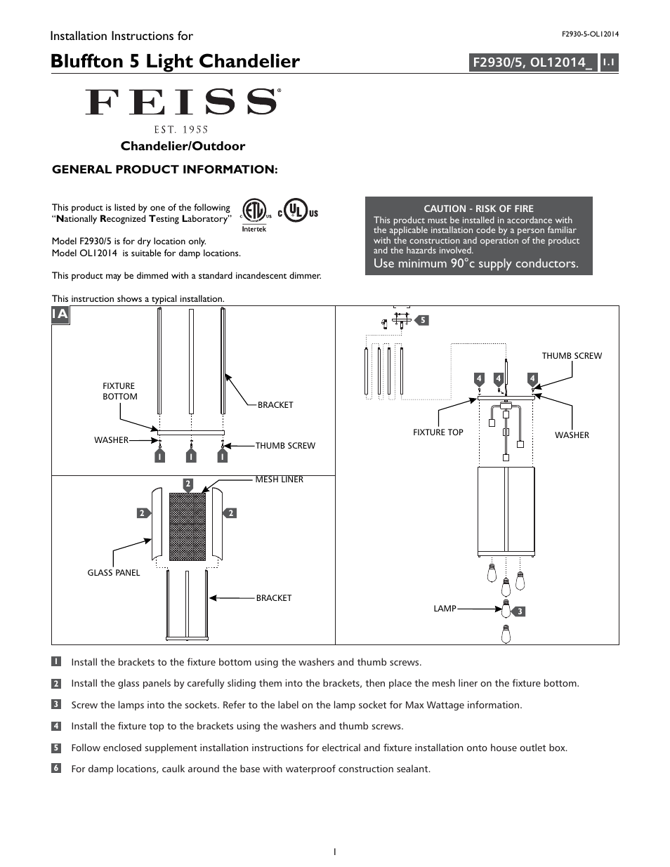 Feiss OL12014 User Manual | 4 pages