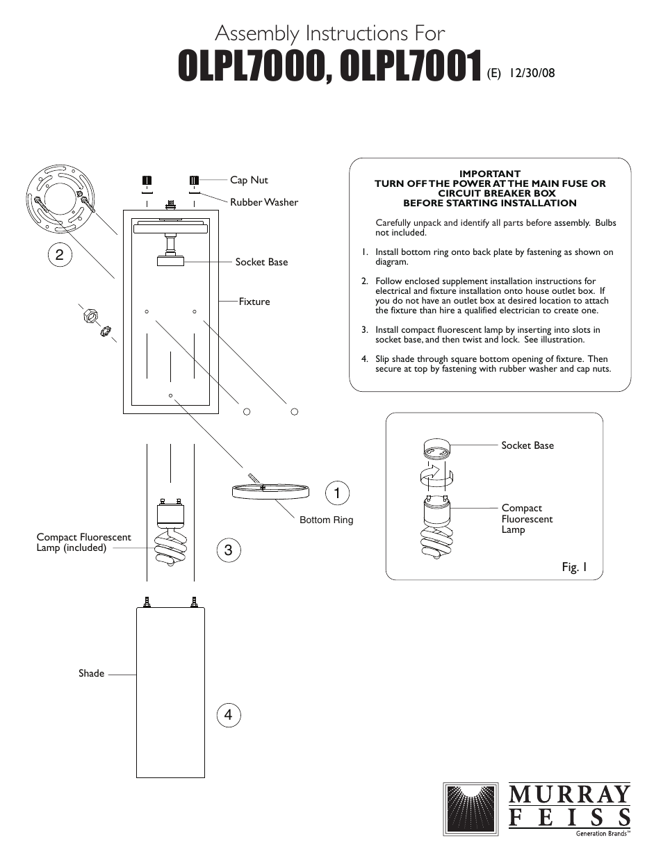 Feiss OLPL7001 User Manual | 1 page