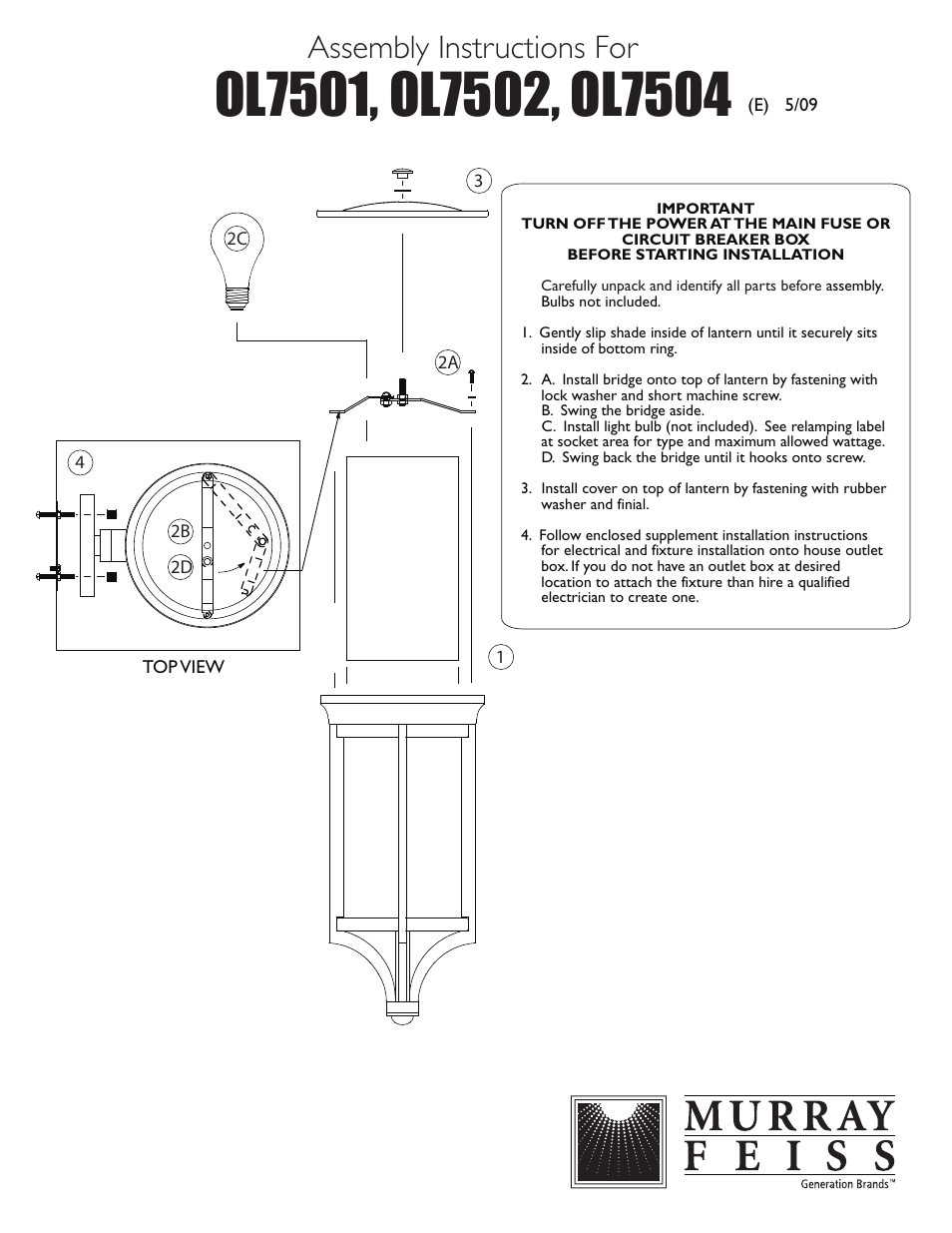Feiss OL7504 User Manual | 1 page