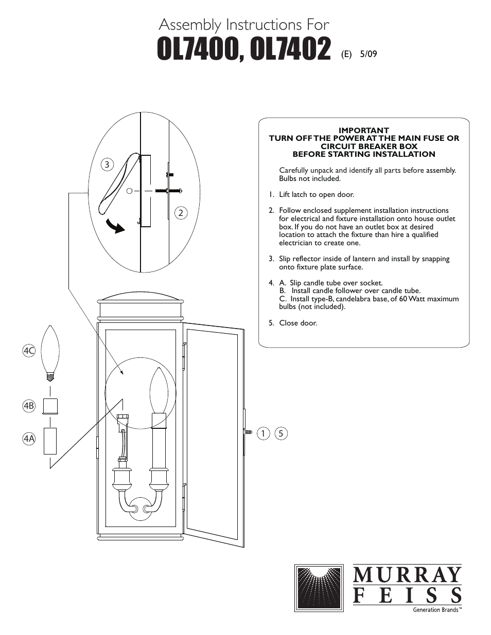 Feiss OL7400 User Manual | 1 page