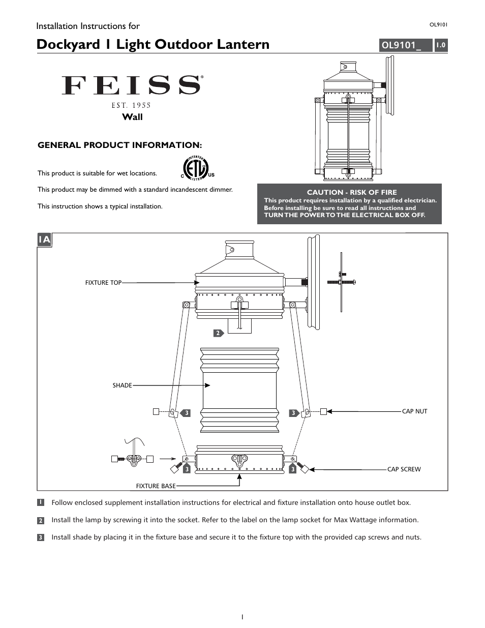 Feiss OL9101 User Manual | 4 pages