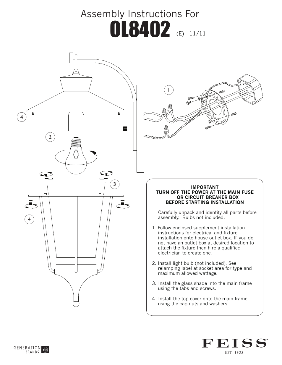 Feiss OL8402 User Manual | 1 page