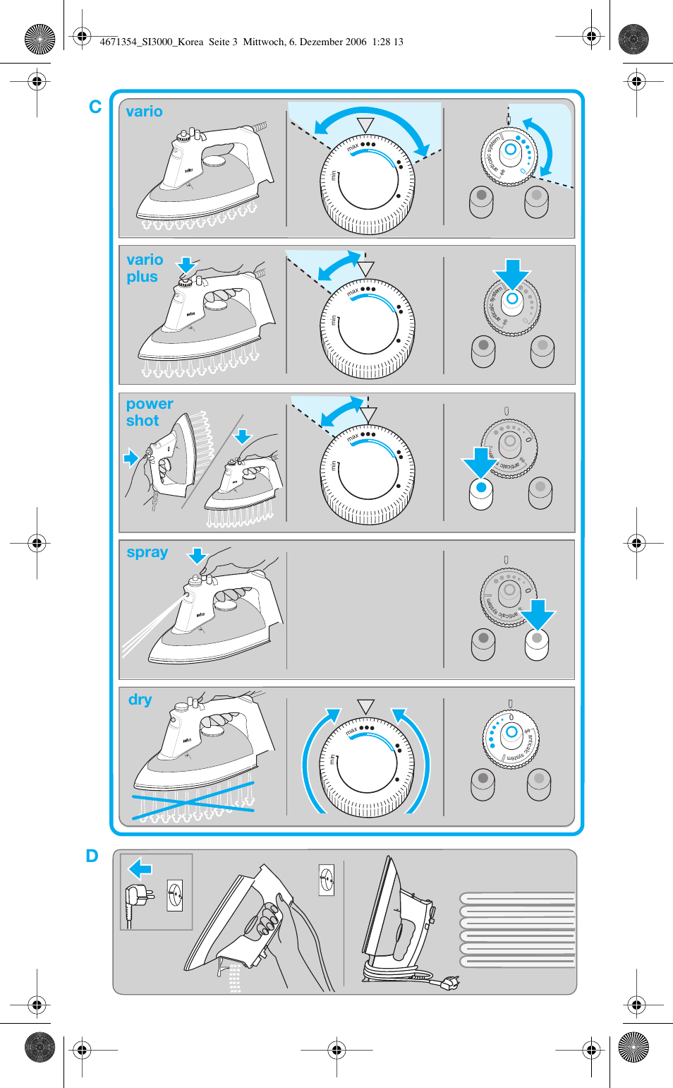 Vario vario plus power shot spray dry | Braun SI 3240 User Manual | Page 3 / 8