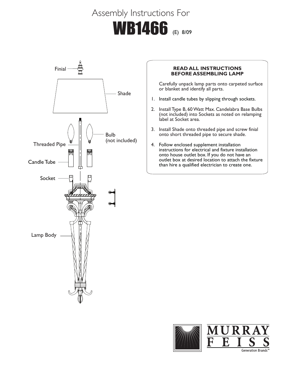 Feiss WB1466 User Manual | 1 page