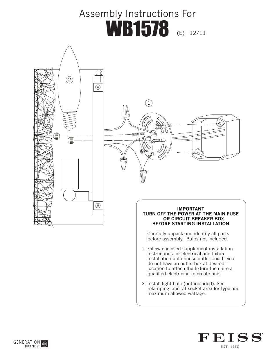 Feiss WB1578 User Manual | 1 page