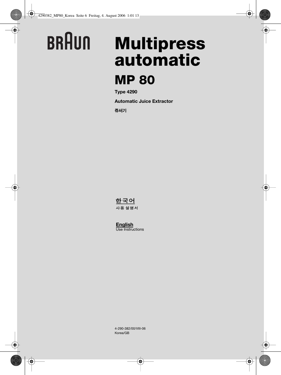 Braun 4290 User Manual | 6 pages