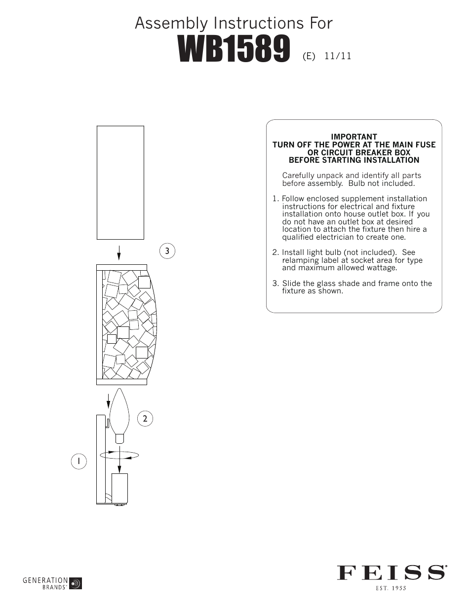 Feiss WB1589 User Manual | 1 page