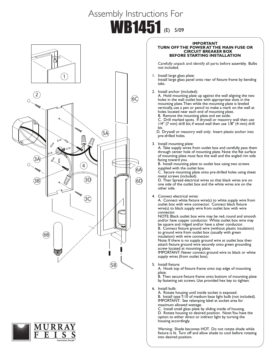 Feiss WB1451 User Manual | 1 page