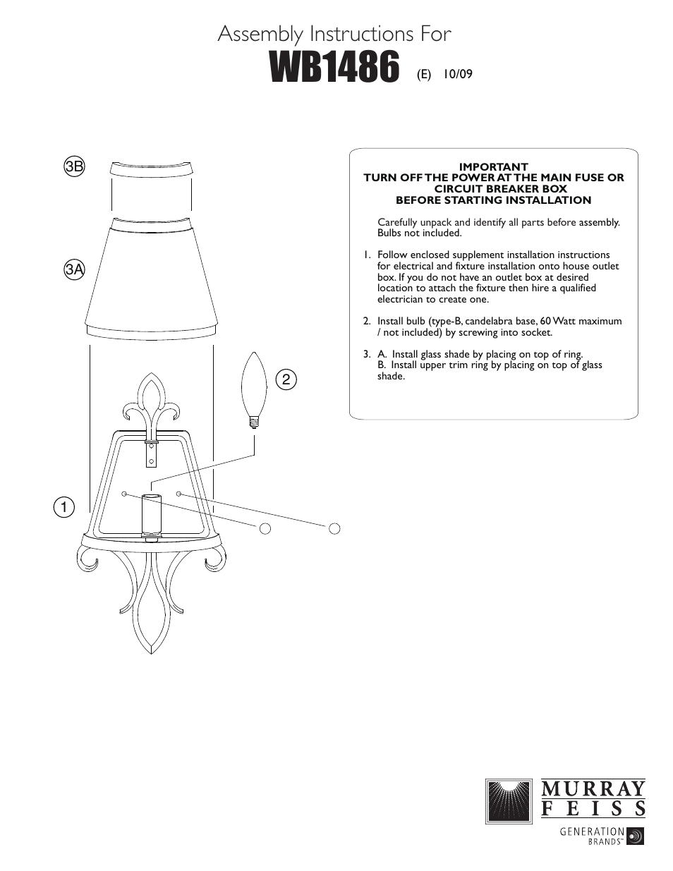Feiss WB1486 User Manual | 1 page