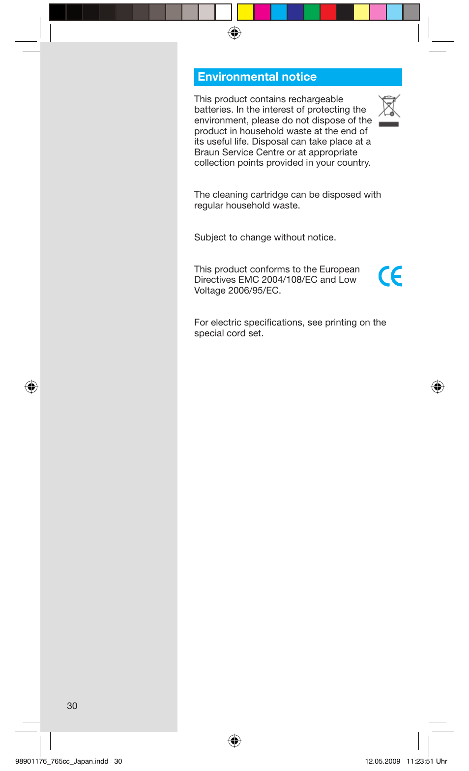 Environmental notice | Braun 760cc-3 Series 7 User Manual | Page 30 / 32