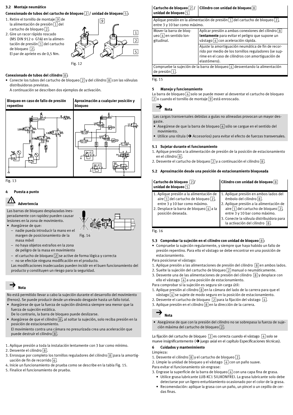 2 montaje neumático, Conexionado de tubos del cilindro 8, 4 puesta a punto | 5 manejo y funcionamiento, 1 sujetar durante el funcionamiento, 6 cuidados y mantenimiento | Festo DSNU-…-KP User Manual | Page 11 / 24