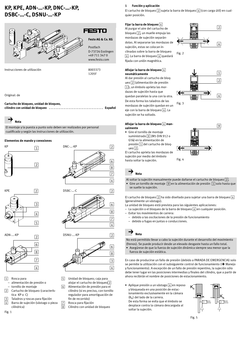 1 función y aplicación, Kp, kpe, adn-…-kp, dnc-…-kp, dsbc-…-c, dsnu-…-kp | Festo DSNU-…-KP User Manual | Page 9 / 24