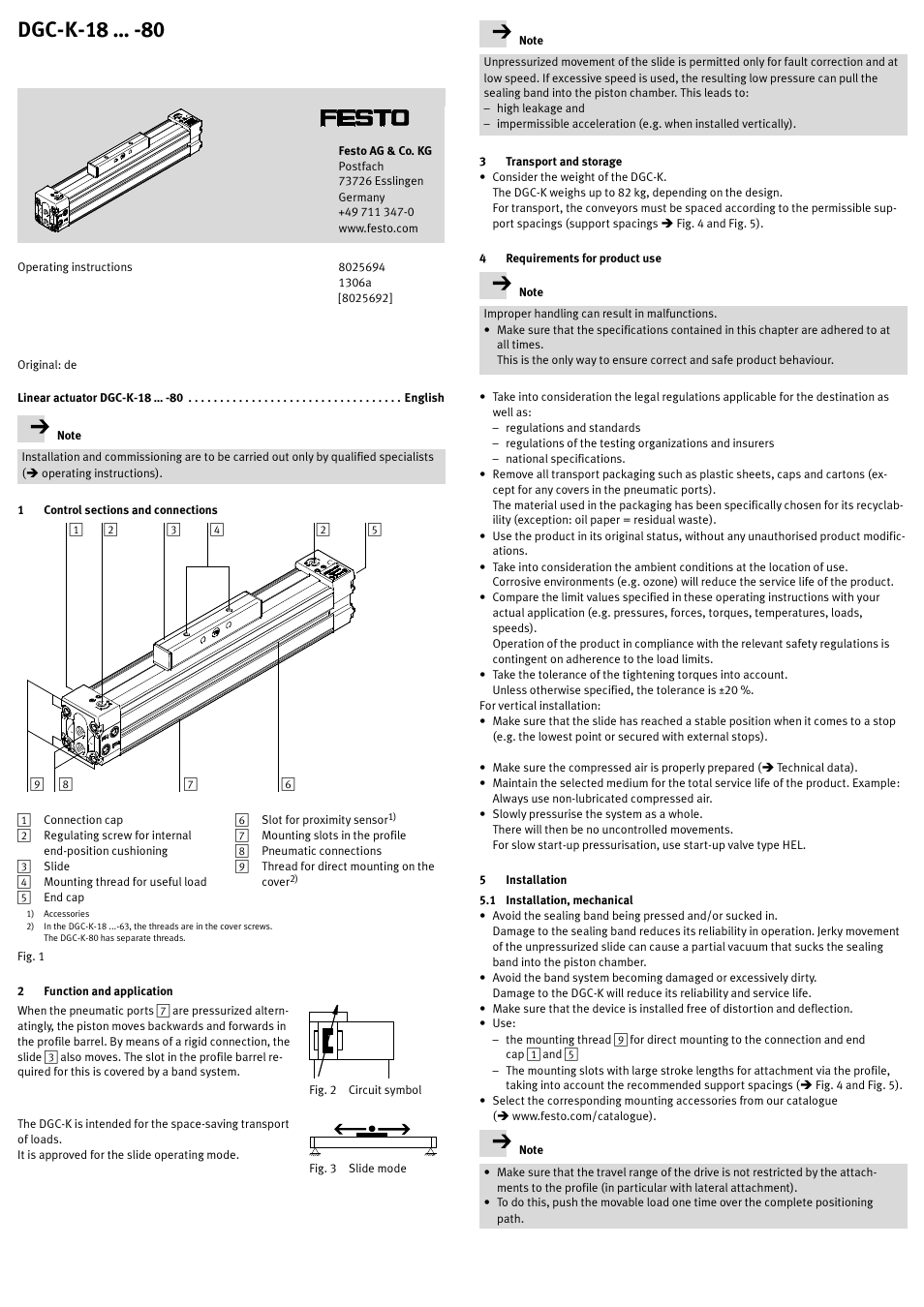 Festo DGC-K-18 … -80 User Manual | 4 pages