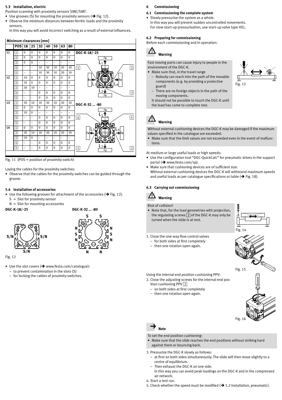 3 installation, electric, 4 installation of accessories, 6 commissioning | 1 commissioning the complete system, 2 preparing for commissioning, 3 carrying out commissioning | Festo DGC-K-18 … -80 User Manual | Page 3 / 4