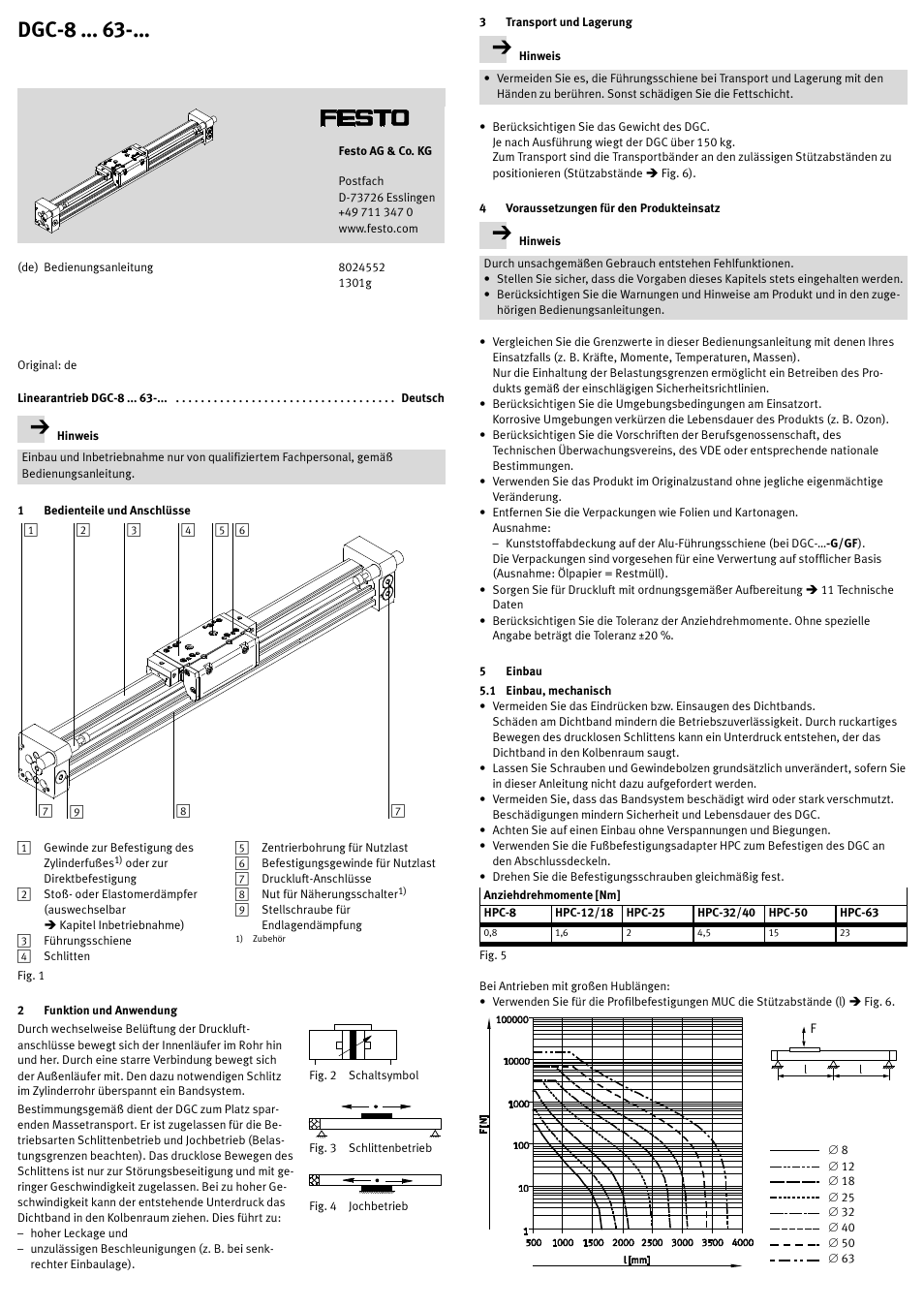 Festo DGC-8 ... 63-... User Manual | 24 pages