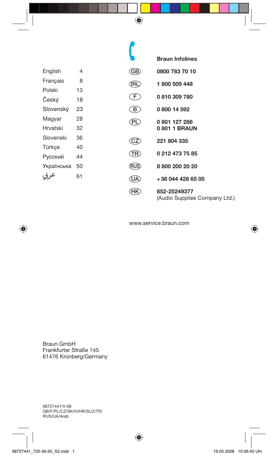 Braun 750 User Manual | Page 2 / 61