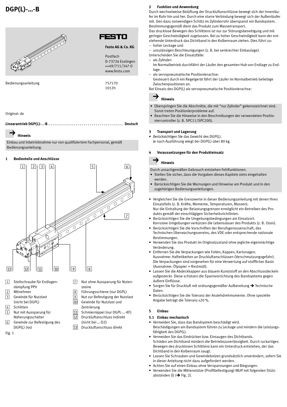 Festo DGP(L)-…-B User Manual | 24 pages