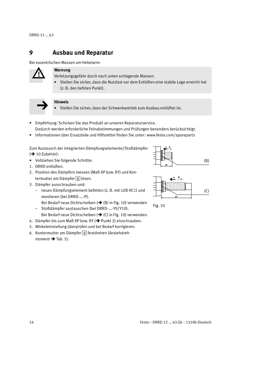 9 ausbau und reparatur, 9ausbau und reparatur | Festo DRRD-12 ... 63 User Manual | Page 14 / 88