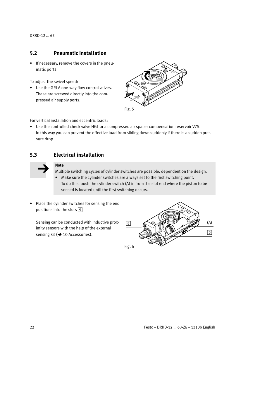 2 pneumatic installation, 3 electrical installation | Festo DRRD-12 ... 63 User Manual | Page 22 / 88