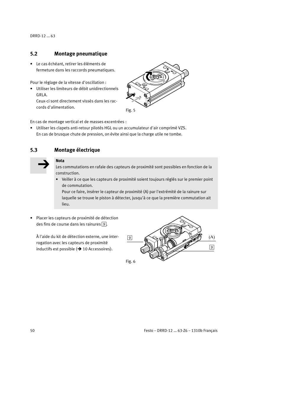 2 montage pneumatique, 3 montage électrique | Festo DRRD-12 ... 63 User Manual | Page 50 / 88