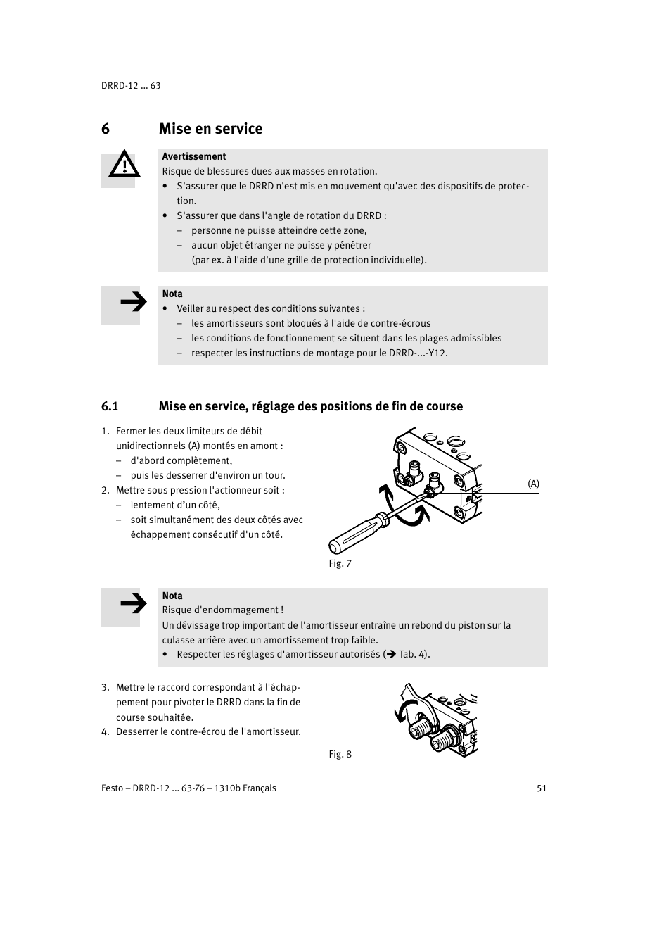 6 mise en service, 6mise en service | Festo DRRD-12 ... 63 User Manual | Page 51 / 88