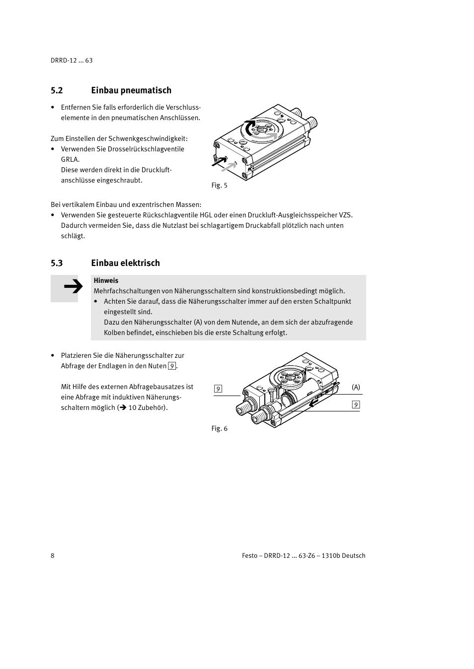 2 einbau pneumatisch, 3 einbau elektrisch | Festo DRRD-12 ... 63 User Manual | Page 8 / 88